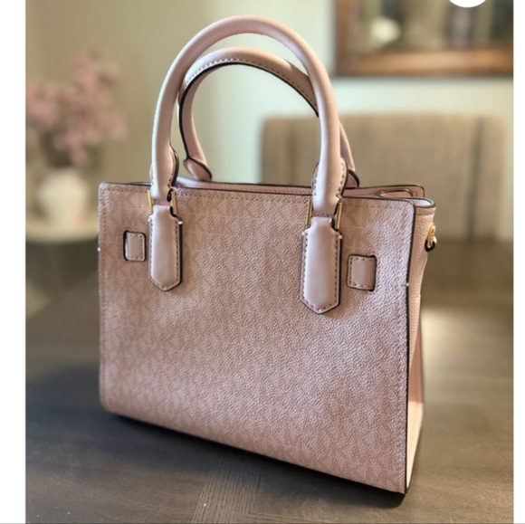 NWT MICHAEL KORS HAMILTON SMALL SATCHEL KEY LOCK CROSSBODY BAG POWDER BLUSH - Picture 3 of 5